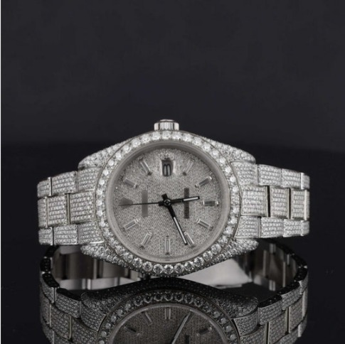 Classic Two Tone Sterling Diamond Iced Out Moissanite Watch