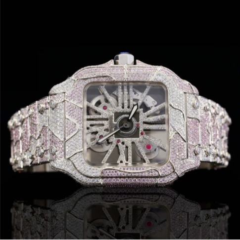 Stylish Double Color Moissanite Diamond Iced Out Watch For Men