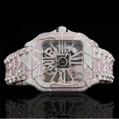 Stylish Double Color Moissanite Diamond Iced Out Watch For Men