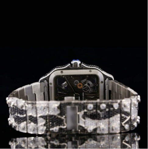 Luxury Aesthetic Snake Skin Pattern Iced Out Moissanite Watch