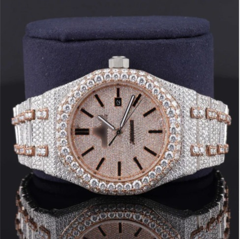 Dashing Two Tone Diamond Iced Out Moissanite Watch