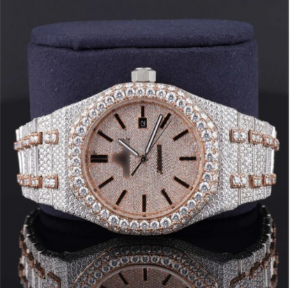 Dashing Two Tone Diamond Iced Out Moissanite Watch