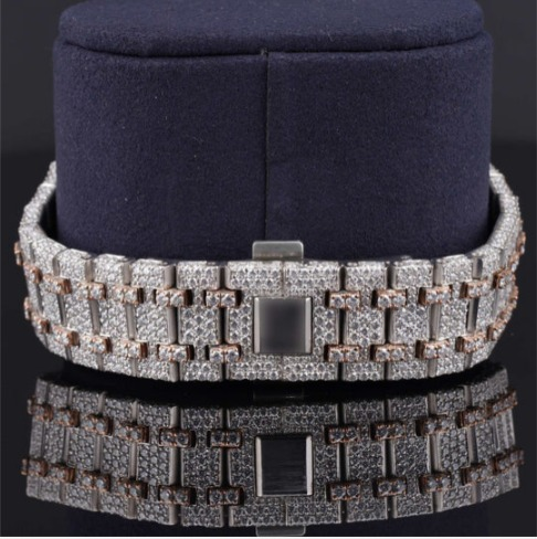 Dashing Two Tone Diamond Iced Out Moissanite Watch