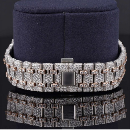 Dashing Two Tone Diamond Iced Out Moissanite Watch