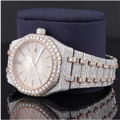 Dashing Two Tone Diamond Iced Out Moissanite Watch