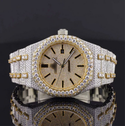 Dashing Two Tone Diamond Iced Out Moissanite Watch