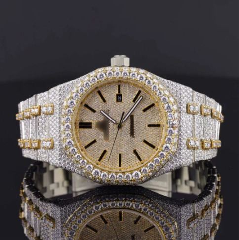 Dashing Two Tone Diamond Iced Out Moissanite Watch