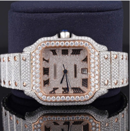Stylish Fully Iced Out Moissanite Watch With Date Function