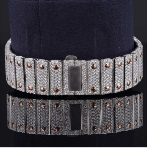 Stylish Fully Iced Out Moissanite Watch With Date Function