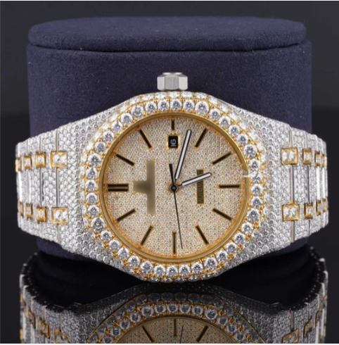 Round Dial Automatic Date Window Moissanite Watch For Men