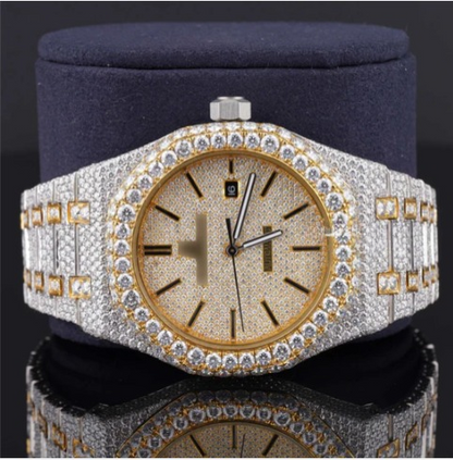 Round Dial Automatic Date Window Moissanite Watch For Men