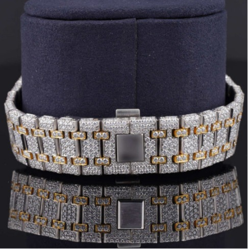 Round Dial Automatic Date Window Moissanite Watch For Men