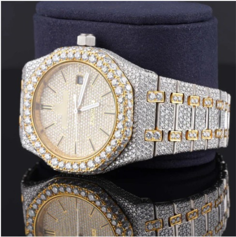 Round Dial Automatic Date Window Moissanite Watch For Men