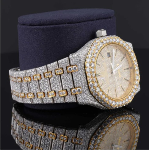 Round Dial Automatic Date Window Moissanite Watch For Men