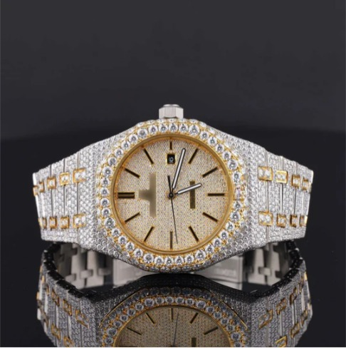 Round Dial Automatic Date Window Moissanite Watch For Men