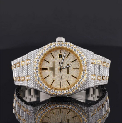 Round Dial Automatic Date Window Moissanite Watch For Men