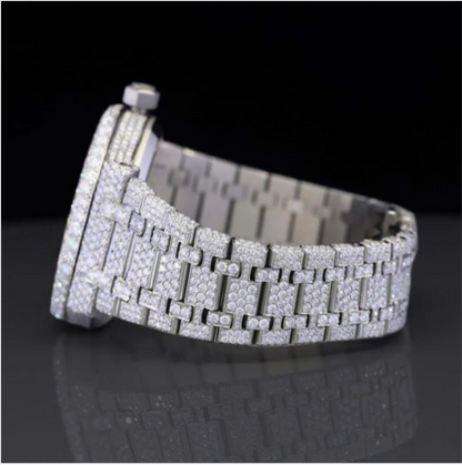 Moissanite Diamond Arabian Number Iced Out Bust Down Automatic Watch