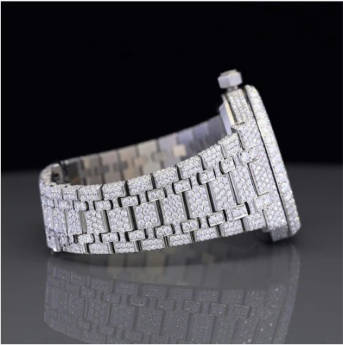 Moissanite Diamond Arabian Number Iced Out Bust Down Automatic Watch