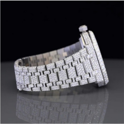 Moissanite Diamond Arabian Number Iced Out Bust Down Automatic Watch