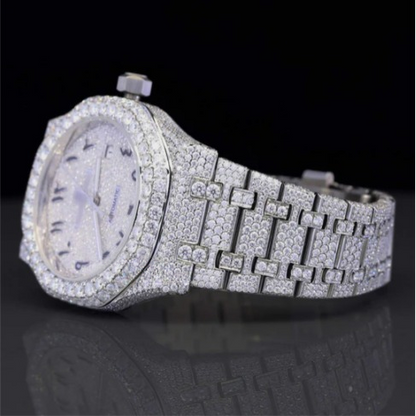 Moissanite Diamond Arabian Number Iced Out Bust Down Automatic Watch