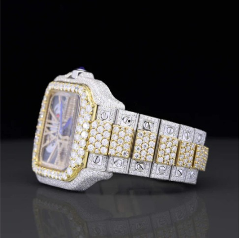 Aesthetic Two Tone Moissanite Watch For Men Automatic Movement