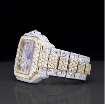 Aesthetic Two Tone Moissanite Watch For Men Automatic Movement