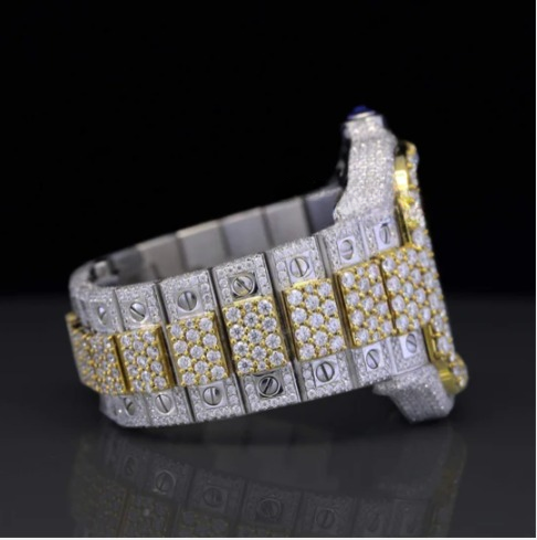 Aesthetic Two Tone Moissanite Watch For Men Automatic Movement