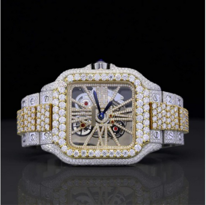 Aesthetic Two Tone Moissanite Watch For Men Automatic Movement