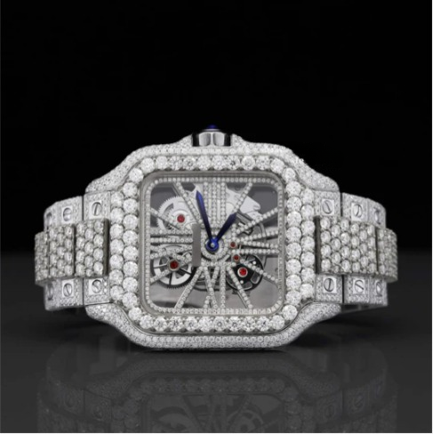 Aesthetic Two Tone Moissanite Watch For Men Automatic Movement