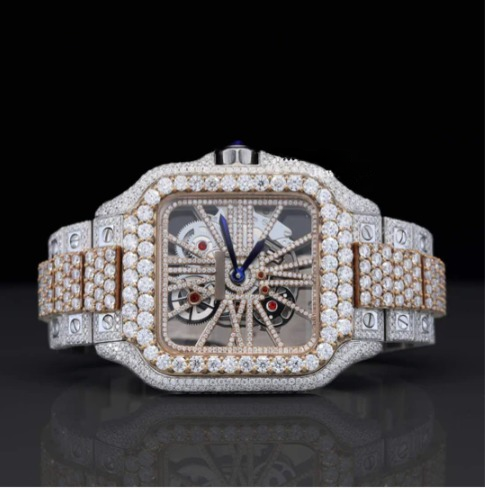 Aesthetic Two Tone Moissanite Watch For Men Automatic Movement