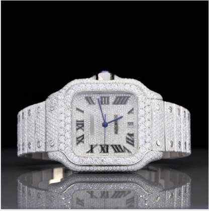 Moissanite Watch Roman Number Fully Body Diamond Automatic Watch For Men