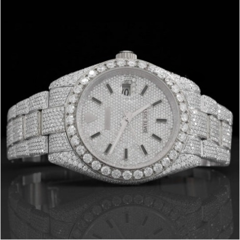 Classic Fully Iced Out Moissanite Watch With Japan Automatic Movement For Men