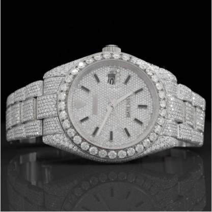 Classic Fully Iced Out Moissanite Watch With Japan Automatic Movement For Men