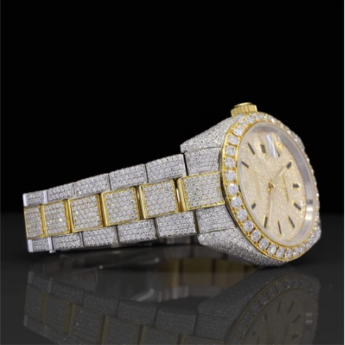 Classic Fully Iced Out Moissanite Watch With Japan Automatic Movement For Men
