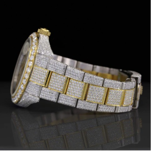Classic Fully Iced Out Moissanite Watch With Japan Automatic Movement For Men