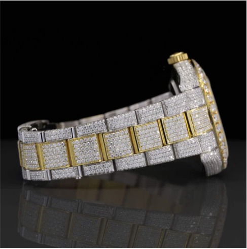 Classic Fully Iced Out Moissanite Watch With Japan Automatic Movement For Men