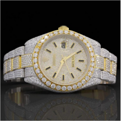 Classic Fully Iced Out Moissanite Watch With Japan Automatic Movement For Men