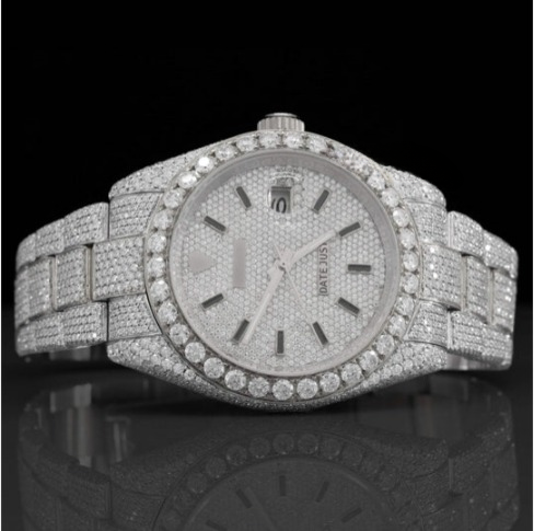 Classic Fully Iced Out Moissanite Watch With Japan Automatic Movement For Men