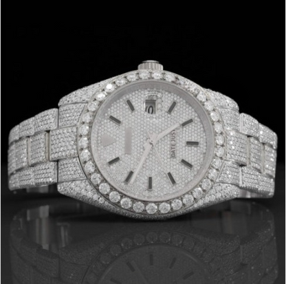 Classic Fully Iced Out Moissanite Watch With Japan Automatic Movement For Men