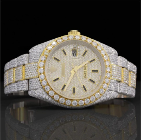 Classic Fully Iced Out Moissanite Watch With Japan Automatic Movement For Men