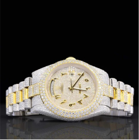 Exquisite Fully Moissanite Watch With Arabic Number Iced Out Automatic Watch