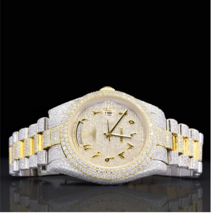 Exquisite Fully Moissanite Watch With Arabic Number Iced Out Automatic Watch