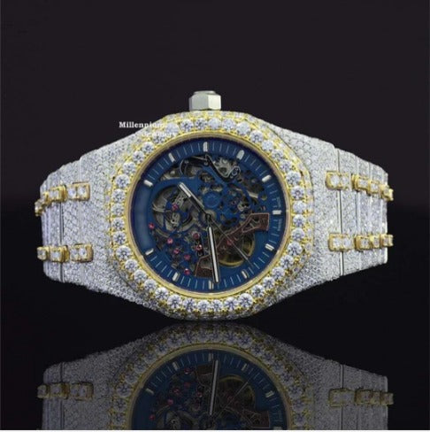 Fashionable Moissanite Watch Diamond Iced Out Automatic Movement For Men