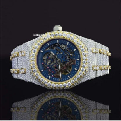 Fashionable Moissanite Watch Diamond Iced Out Automatic Movement For Men