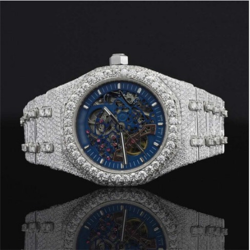 Fashionable Moissanite Watch Diamond Iced Out Automatic Movement For Men