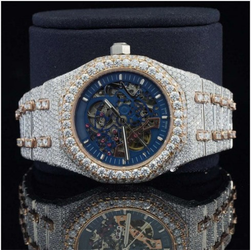 Fashionable Moissanite Watch Diamond Iced Out Automatic Movement For Men