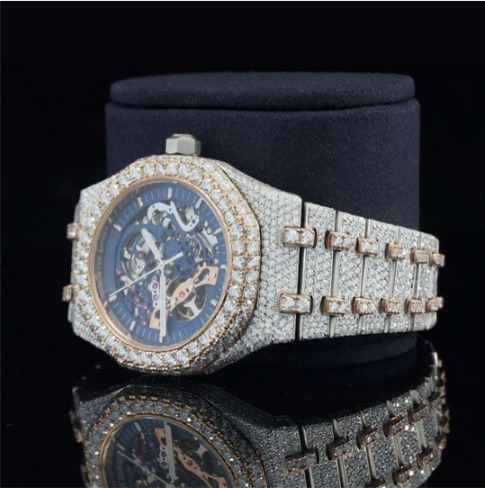 Fashionable Moissanite Watch Diamond Iced Out Automatic Movement For Men