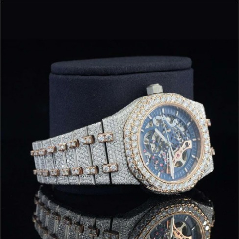 Fashionable Moissanite Watch Diamond Iced Out Automatic Movement For Men