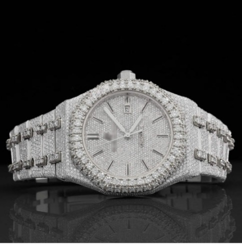 Amazing White Iced Out Moissanite Watch With Swiss Automatic Movement