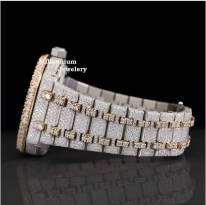 Amazing White Iced Out Moissanite Watch With Swiss Automatic Movement